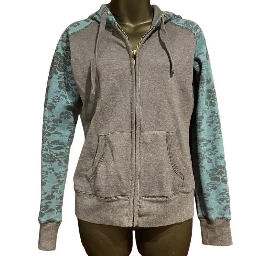 Aéropostale Navy Blue Floral Zip-Up Hoodie Sweatshirt Junior’s XS